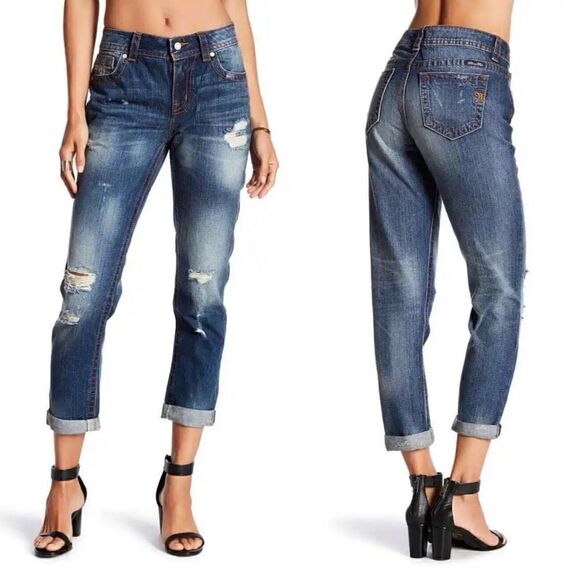 Miss Me Distressed Boyfriend Ankle Jeans Size 26 - Picture 1 of 7
